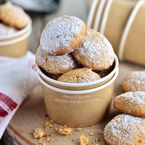 Fluffy and dreamy Peanut Butter Gooey Butter Cookies - recipe at TidyMom.net