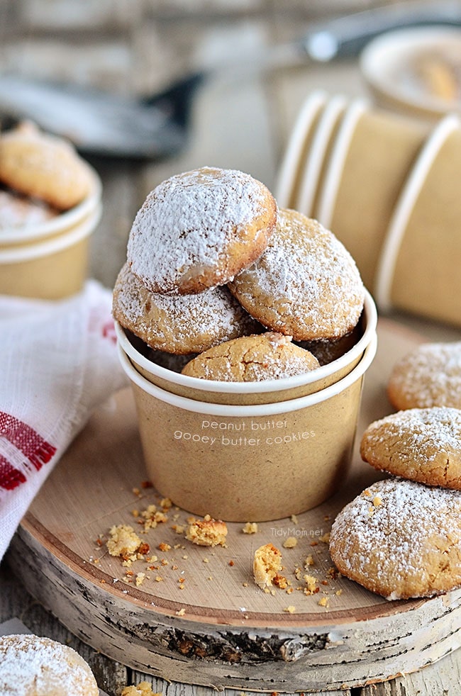 Fluffy and dreamyGooey Butter Peanut Butter Cookies - recipe at TidyMom.net