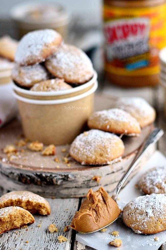 Fluffy and dreamy Peanut Butter Gooey Butter Cookies - recipe at TidyMom.net