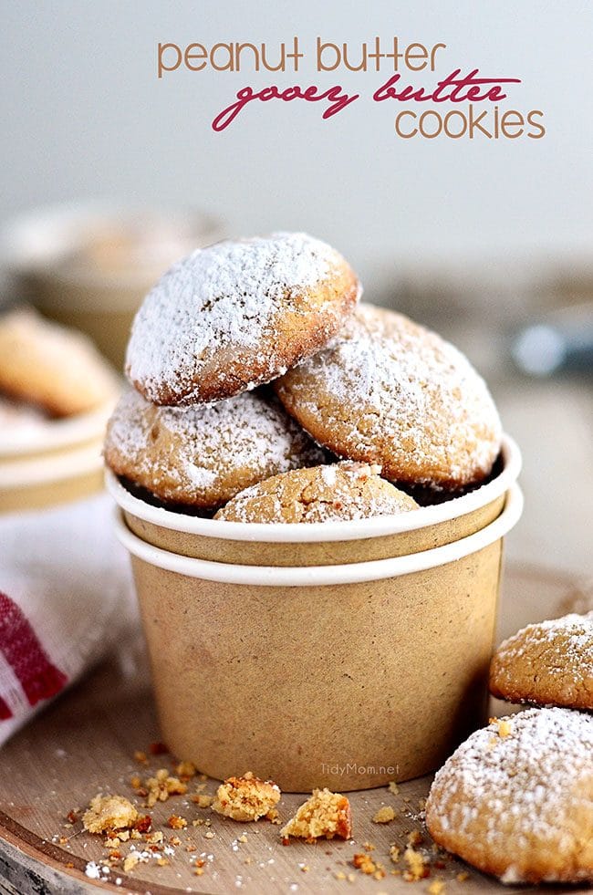 Easy Peanut Butter Gooey Butter Cookies - recipe at TidyMom.net