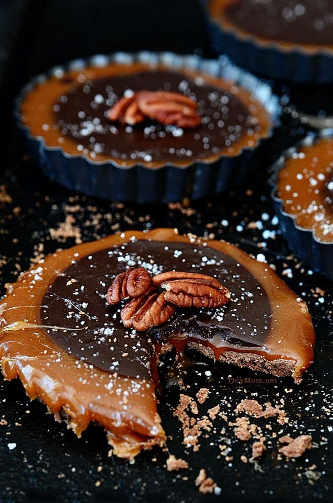 Salted Caramel Chocolate Tarts. A simple yet elegant dessert recipe at TidyMom.net