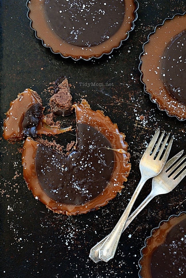 Elegant Salted Caramel & Chocolate Tart recipe at TidyMom.net