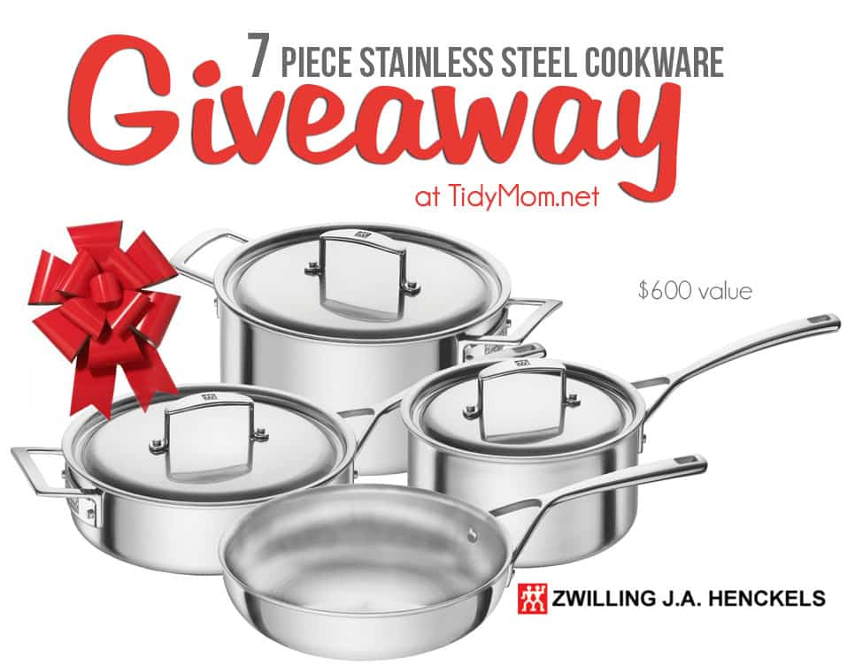 7 piece Zwilling Aurora 5-ply 7-pc Stainless Steel Cookware Set GIVEAWAY at TidyMom.net