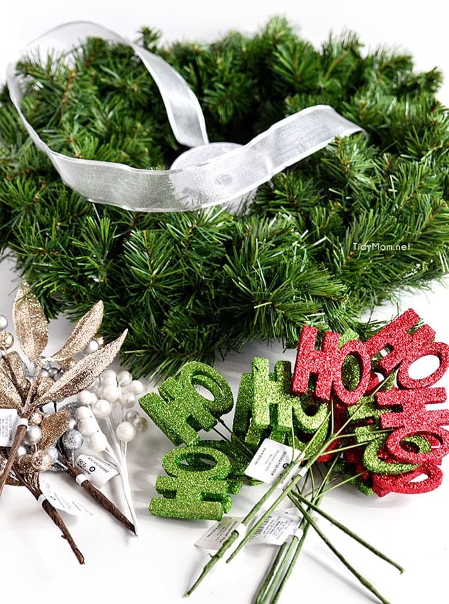 DIY Ho Ho Ho Christmas Wreath at TidyMom.net