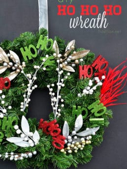 DIY Ho Ho Ho Christmas Wreath at TidyMom.net