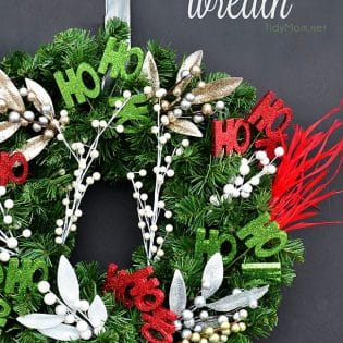 DIY Ho Ho Ho Christmas Wreath at TidyMom.net
