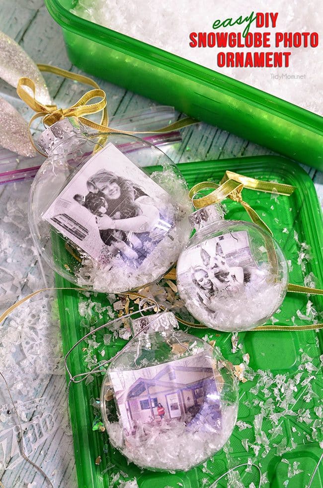 Easy DIY photo snow globe ornament 