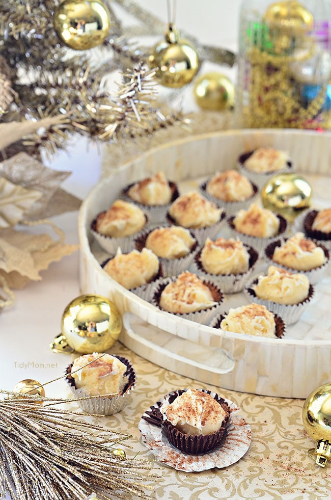 Easy Eggnog Truffle Cups on tray