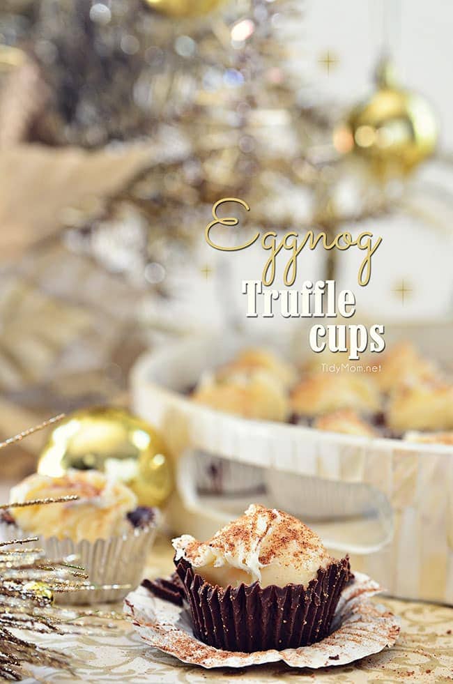 Easy Eggnog Truffle Cups close up image