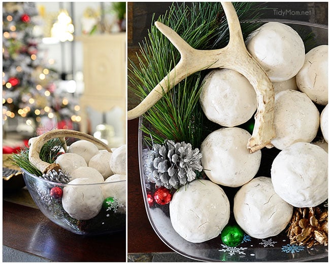 Snowballs, antlers and pinecones. TidyMom.net