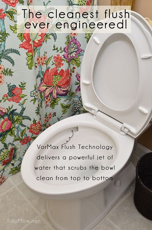 Squeaky Clean Bathroom with a high-tech toilet that practically cleans itself at TidyMom.net