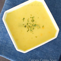 A favorite dairy free recipe for Creamy Celery Soup from Kleinworth & Co for Tidymom.net