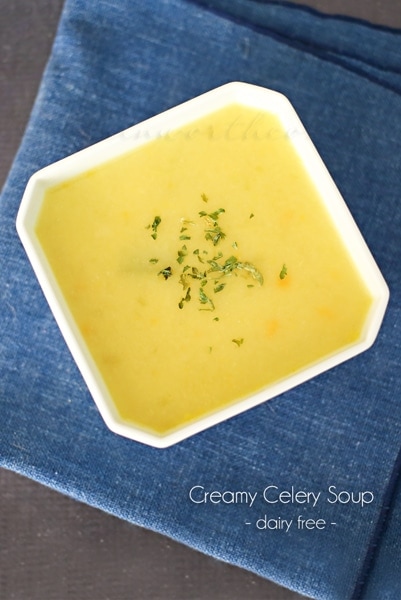 A favorite dairy free recipe for Creamy Celery Soup from Kleinworth & Co for Tidymom.net