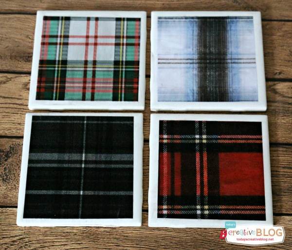 Easy DIY Tartan Plaid Coasters tutorial at TidyMom.net