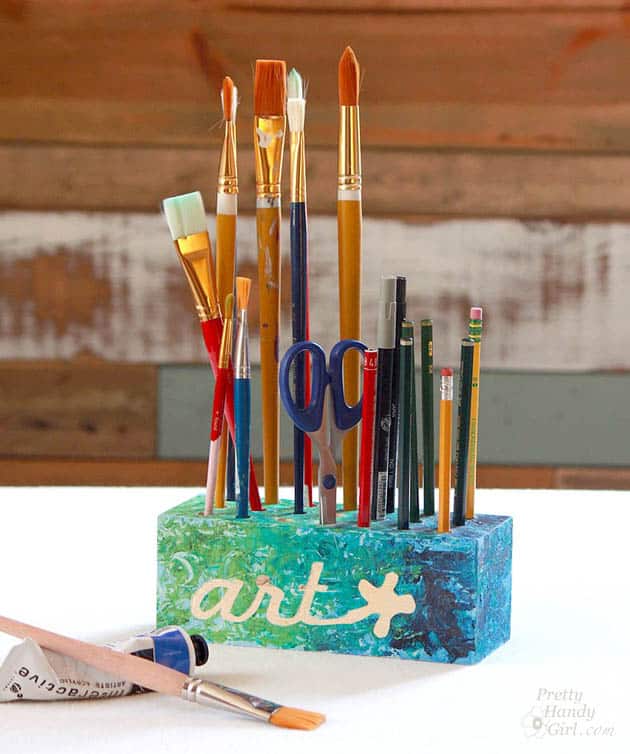 organize your pencils, pens and art materials with these DIY Creative Blocks.  Tutorial by Pretty Handy Girl for TidyMom.net