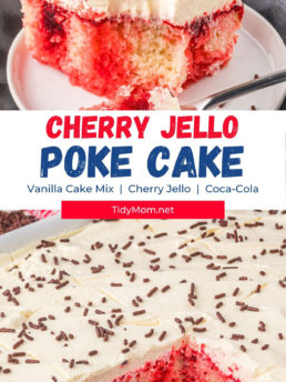 cherry jello poke cake photo collage
