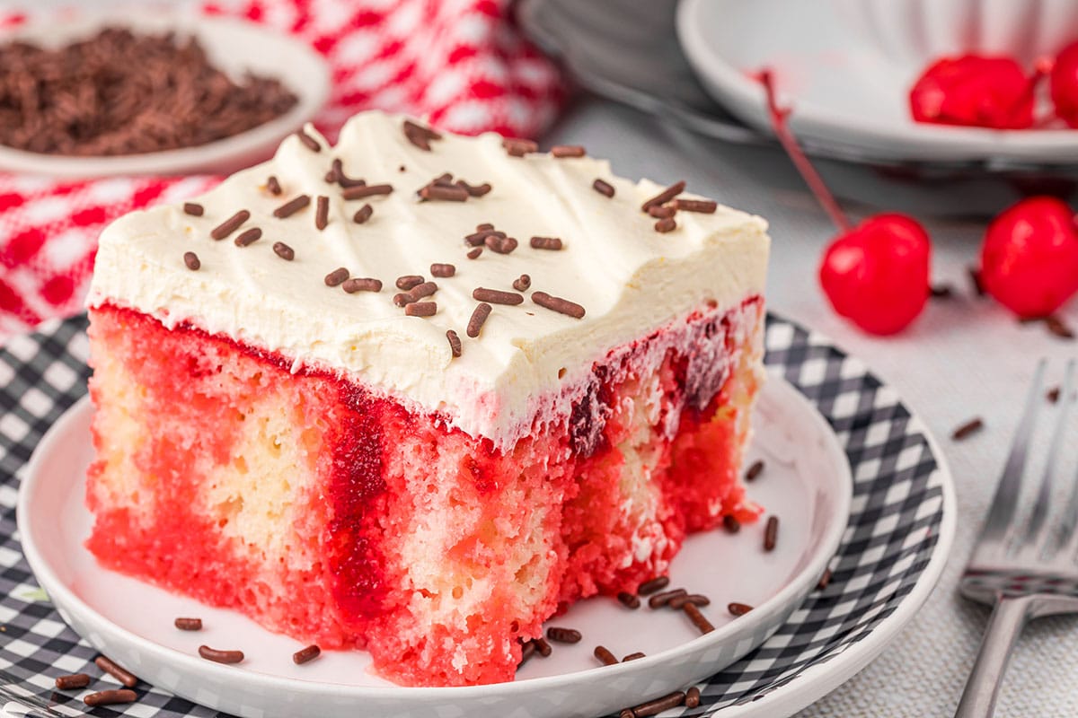 Cherry Jello Poke Cake Recipe (Surprise Ingredient)