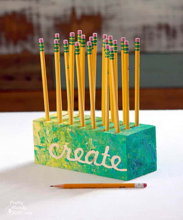 organize your pencils, pens and art materials with these DIY Creative Blocks.  Tutorial by Pretty Handy Girl for TidyMom.net