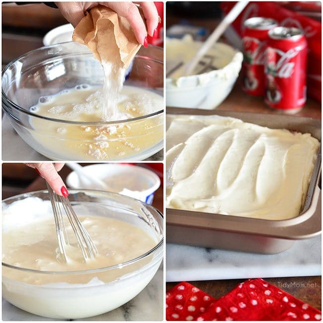 Cherry Vanilla Coca Cola Poke Cake full recipe at TidyMom.net