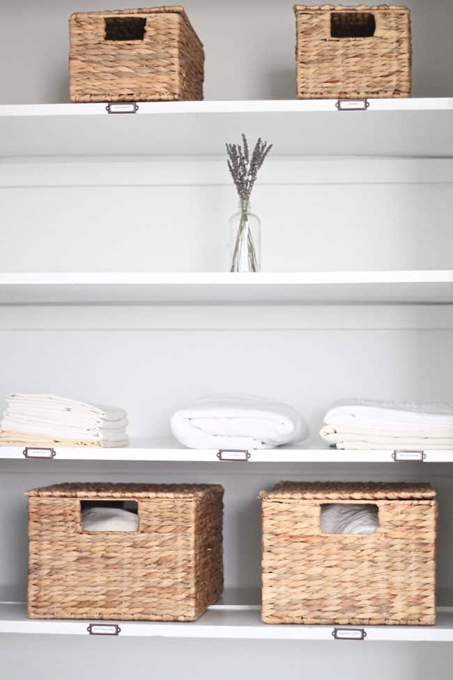 Simple storage solutions for keeping a HOME with ALL WHITE INTERIOR DESIGN from Julie of Coordinately Yours at TidyMom.net