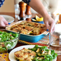 Kale & Butternut Squash Lasagna with Arugula, Pear & Hazelnut Salad and lemon dressing - Fresh ingredients delivered with recipe from Blue Apron. Details at TidyMom.net