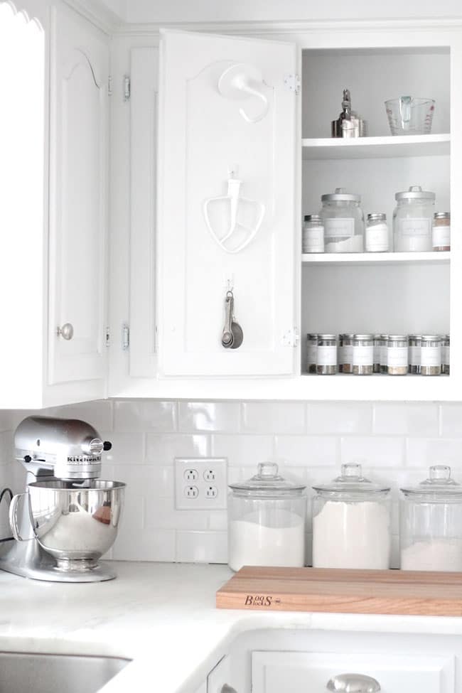 Simple storage solutions for keeping a HOME with ALL WHITE INTERIOR DESIGN from Julie of Coordinately Yours at TidyMom.net