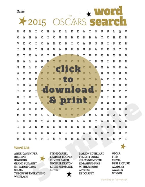 2015 oscars word search free printable at TidyMom.net