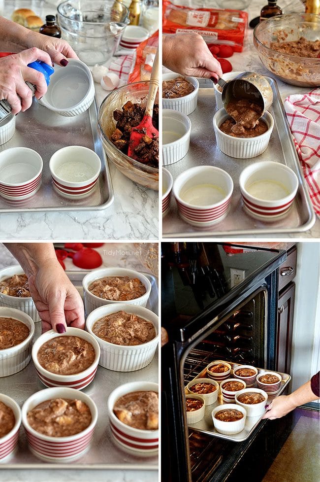 Individual Chocolate Bread Pudding recipe at TidyMom.net