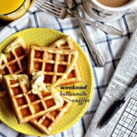 stack of Buttermilk Waffles on a plate