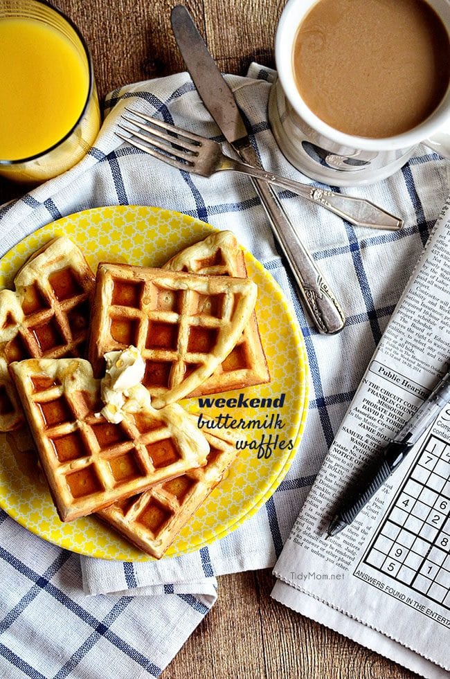 stack of Buttermilk Waffles on a plate