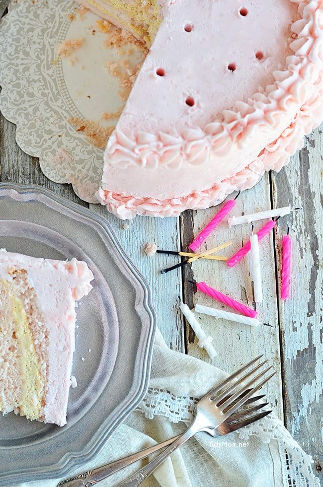 Excuisite Pink Champagne Cake recipe at TidyMom.net
