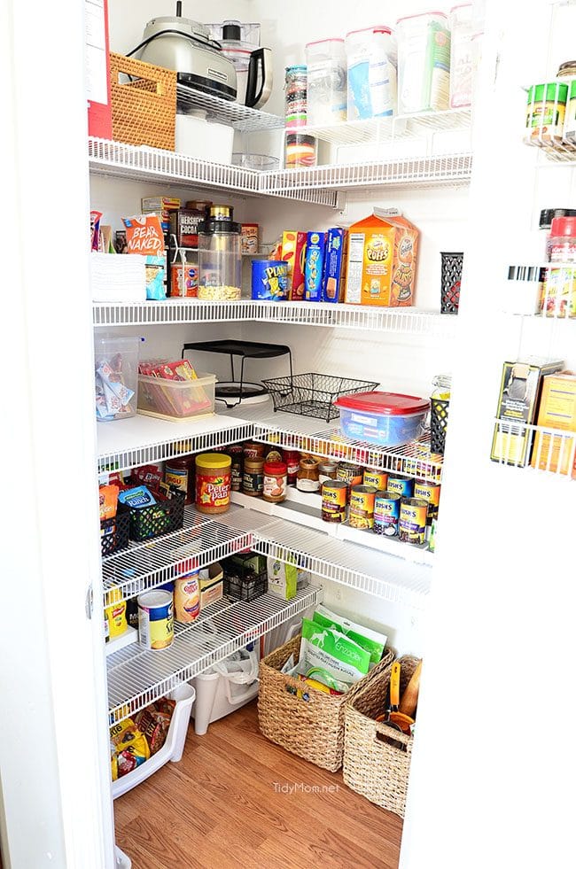 Real Life Pantry Organization- have an organized and completely functional space without spending a fortune and see what you have (and don't have) on hand at TidyMom.net