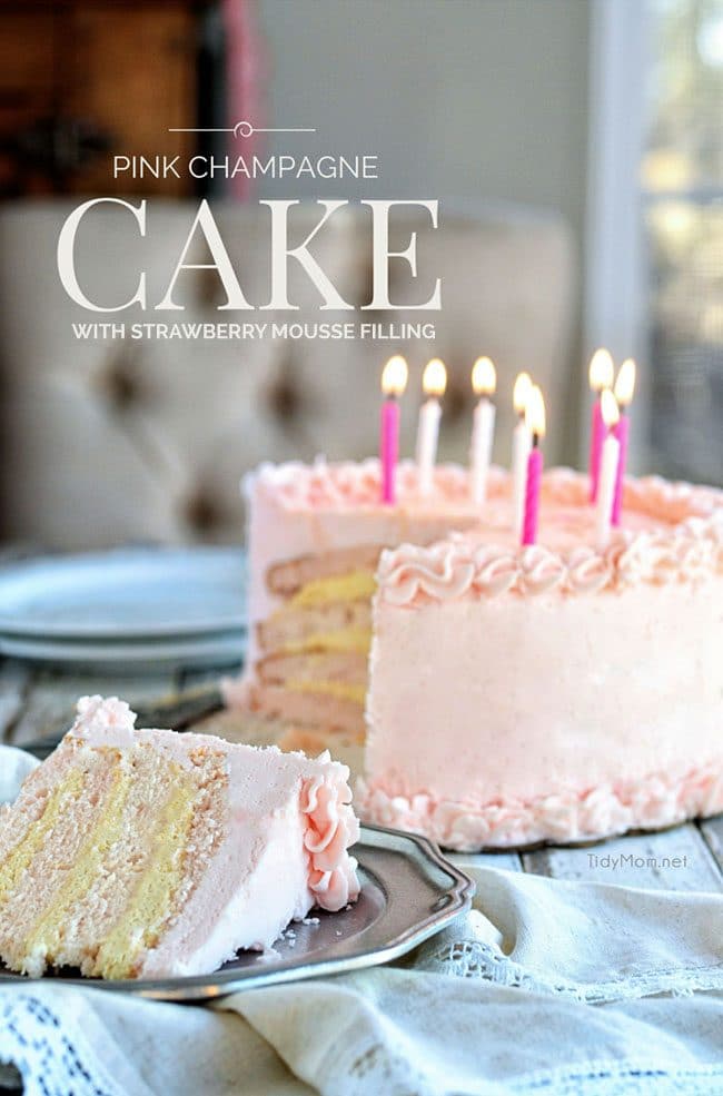 Pink Champagne Cake with White Chocolate Frosting