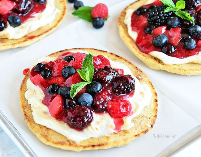 Mixed Berry Breakfast Pizza recipe at TidyMom.net