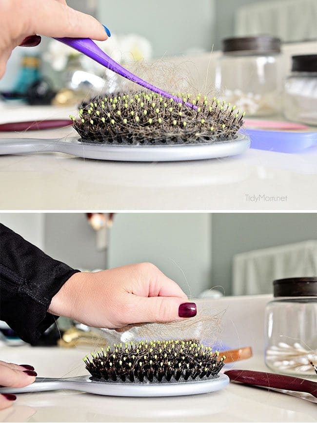 Tips on how to clean hairbrushes and keep your hair healthy at TidyMom.net
