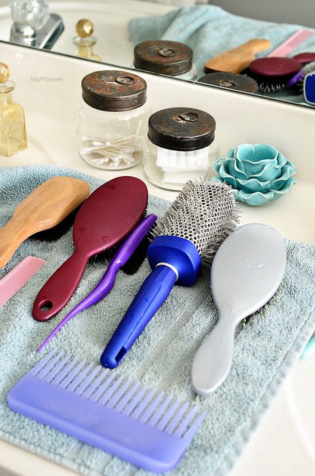 Clean hairbrushes and keep your hair healthy at TidyMom.net