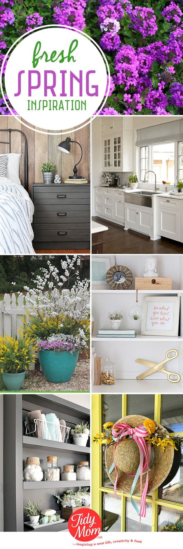 Fresh Spring Inspiration for your home. From the garden and front door, to bathrooms and kitchens, be inspired by these fresh ideas at TidyMom.net