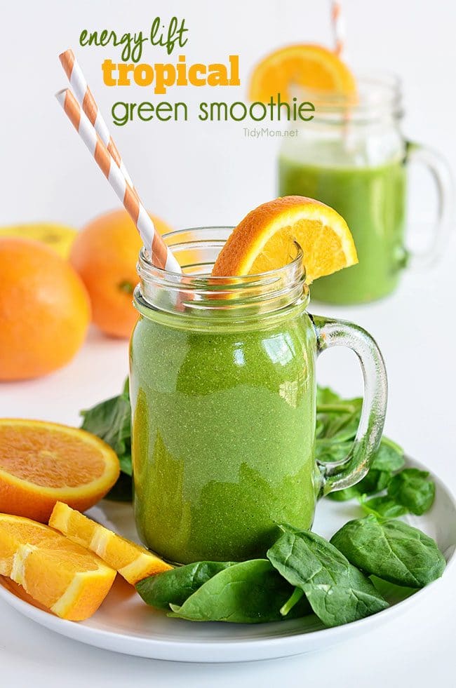 Energy Lift Tropical Green Smoothie recipe at TidyMom.net