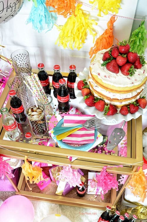 Strawberries and Cream Naked Cake + Birthday Party Cart