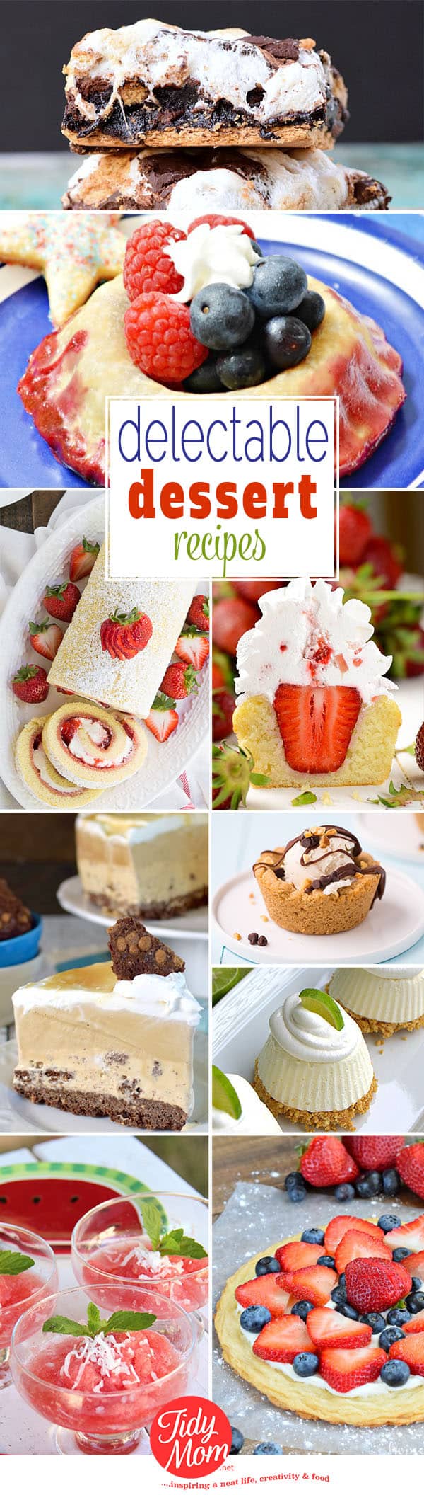 From juicy summer berries and ice cream pie to S'mores brownies, you'll want to end your next meal with one of these Delectable Dessert recipes at TidyMom.net