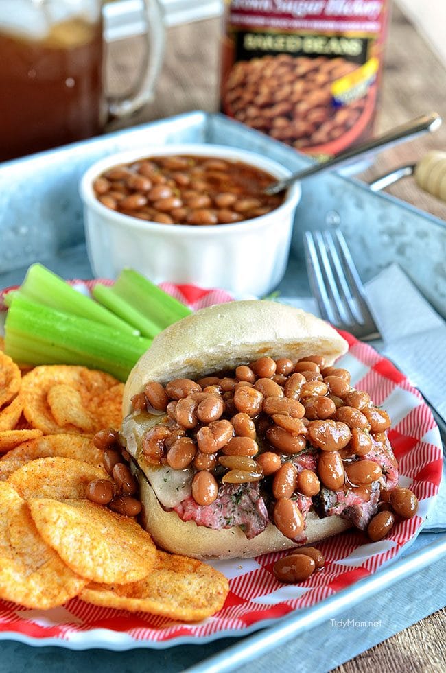 Garlic and Dill Flank Steak Sliders and Beans