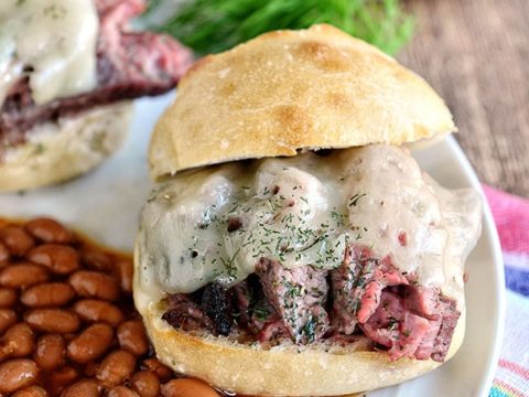 Garlic and Dill Flank Steak Sliders and Beans