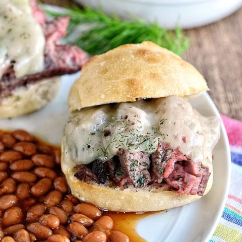 Garlic and Dill Flank Steak Sliders and Beans