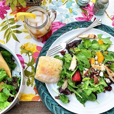 Pecan Grilled Chicken Tender Salad - O'Charley's inspired recipe at TidyMom.net