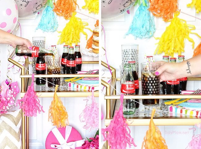 Custom Coca-Cola bottles make a birthday celebration special! #ShareaCoke with a Birthday Cart at TidyMom.net