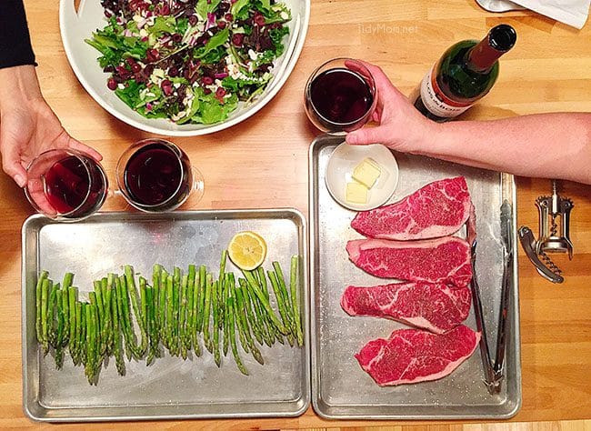 Steak dinner with good wine and good friends