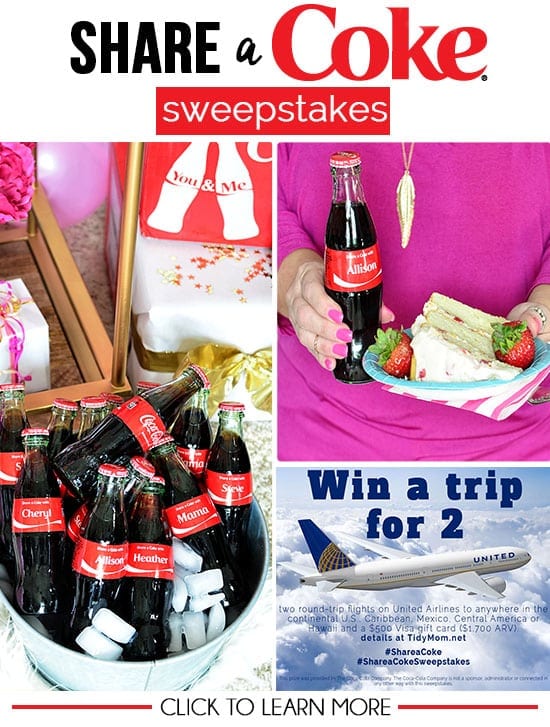 WIN a trip for 2 + $500 visa card from Coca-Cola and United Airlines. Learn more at TidyMom.net