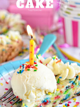 slice of cookie cake with sprinkles