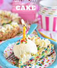 Do you love sprinkles in your birthday cake? This BIRTHDAY SUGAR COOKIE CAKE full of sprinkles! Funfetti lovers are going to flip for this homemade cookie cake. recipe at TidyMom.net