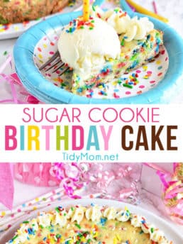 BIRTHDAY SUGAR COOKIE CAKE with ice cream and candle